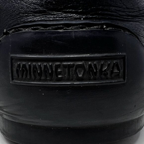 Minnetonka Mens Black Loafer Slip On Double Leather Shoes Size‎ 8.5 - Broken In - Picture 7 of 10
